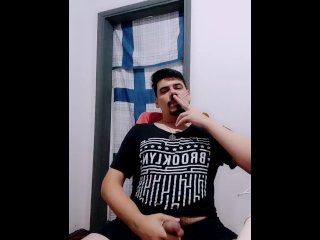 smoking, masturbation, vertical video, solo male