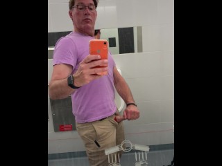 Flashing my Hard Cock in a Public Bathroom - no Cum