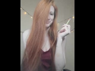kink, smoking fetish, solo female, redhead