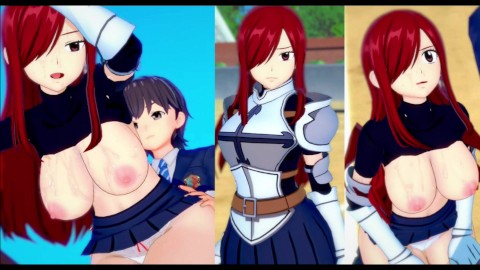 [无尽游戏 Koikatsu ！ ] 与 FAIRY TAIL 发生性关系 大山雀 Erza。 3DCG 色情动漫视频。