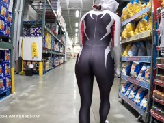 Gwen Stacy shopping in public. No bra pokies.