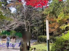 美人日本人女性が紅葉の綺麗な渓谷でおっぱい、お尻を露出 - Screenshot 5 of 16 - Outside