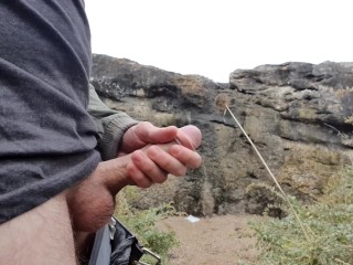 Jerking my Dick near the Ocean Hiding behind Rocks in Public