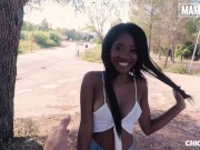 Preview 1 of CHICASLOCA - Brunette Latina Boni Brown Gets Her Wet Ebony Pussy Fucked In Public - MAMACITAZ