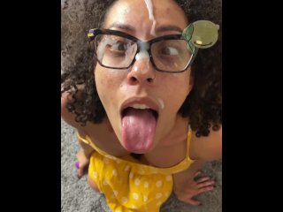 amateur interracial, frecklemonade, blowjob, vertical video