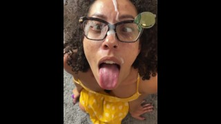 A Curly-Haired Slut Is Facialized And Given A Doggy Style