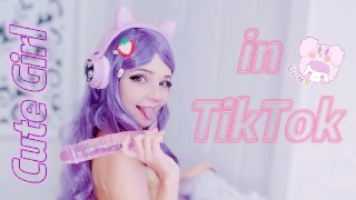 In Tik-Tok A Cute Girl Fucks Her Pussy With A Giant Dildo