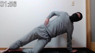 (YogaKetsuiki Part3)Hago plancha lateral (yoga) durante 3 minutos. Mientras tanto, aguanta el orgasmo seco.