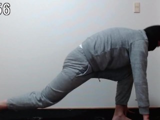 (YogaKetsuiki Parte 5)Hago un Bajo Altura (yoga) Durante 3 Minutos. Mientras Tanto, Aguanta El Orgasmo Seco.