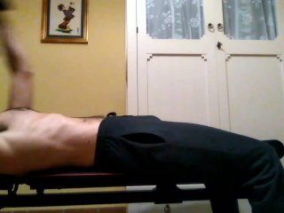 Hot hairy stud works out, gets horny and makes a huge mess