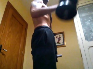 Hot hairy stud works_out, gets horny_and makes a huge mess