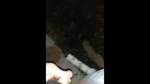 Watch me make a mess outside with my cock full of piss after a massive nut