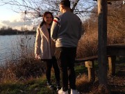 Preview 6 of Public blowjob and pegging near the lake