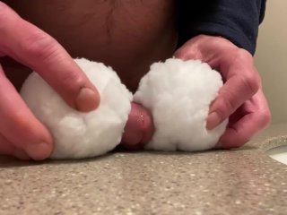 snowball, just the tip, heavy breathing, masturbation
