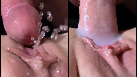 ¡De cerca Fpov! Enorme creampie llena mi coño squirting! 