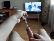 Preview 5 of Cumshot through penis urethral plug with glans ring (slow motion cumshot)