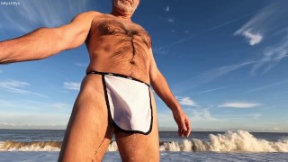 Winter Beach Piss preview. I got seen wearing only this by a couple walking by too!