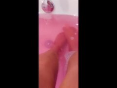 Footsie in the tub imagining my feet massaging your dick 