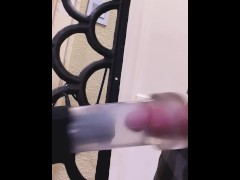 Cock milked by machine 