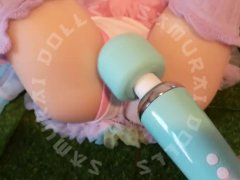 Magic bunny girl sex doll makes her squirting pussy vibrate on the magic wand