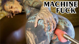 tattooed TEEN testing FUCK MACHINE with her ANAL - fuck machine, gapes, orgasm, anal ,goth, punk,alt