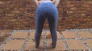 Hot Girl In Desperate Need Of A Jean Pissing While Clothed Wetting