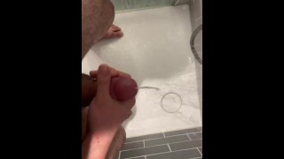 cumshot in the hotel shower