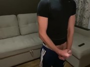 Preview 6 of Straight guy jerks off his big cock in sportswear and cums