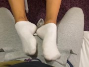 Preview 4 of I let him SOAK my Dirty White Ankle Socks - SOCKJOB w/ HOT Ending 😈 (Stan Smith)