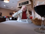 Preview 5 of Full Lunch With My Pierced Tits Showing - See Through Shirt at Public Restaurant