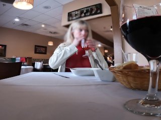 Full Lunch With My_Pierced Tits Showing - See Through Shirt at Public_Restaurant