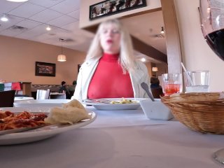 tits, blonde, verified amateurs, public restaurant