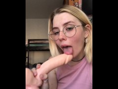 The blonde loves to suck big dicks.