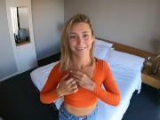 Preview 1 of Blonde girl fucked in hotel room - real couple story