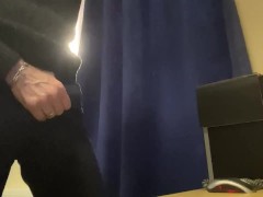 Video Office masturbating. Big cock straight guy masturbating at work while colleagues eat in next room 