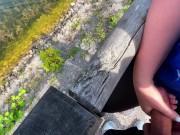 Preview 1 of Extreme risky public Handjob on a high frequented Lake - Sloppy Handjob and Cumshot