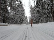 Preview 4 of Russian Nude Girl walking on the winter forest