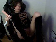 Preview 6 of Emo Catboy Sucks Dildo And Fucks Ass With Cum Lube !!!!!