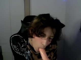 Emo Catboy Sucks Dildo And Fucks Ass With Cum Lube !!!!!