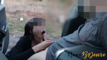 I meet my colleague with thick cock to fuck me outside of the car before going back to my cheated bf