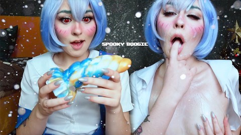 Rei Ayanami a trouvé son cadeau de Noël sous le sapin de Noël Cosplay Bad dragon Spooky Boogie