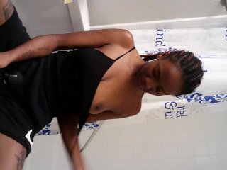 girl using Kingstudiobest vibrate toy on her self and squeezing her tits at same time while moaning