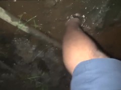 Fording mudbank in my Luna sandals 