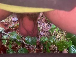 Crouched Peeing Outdoors, Accidentally Farted