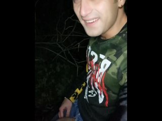 Piss with hard cock outdoor