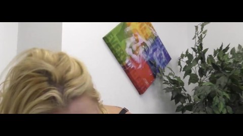 Dominant Blowjob in office by bizarre blind milf sucker lady for confused Lenny.