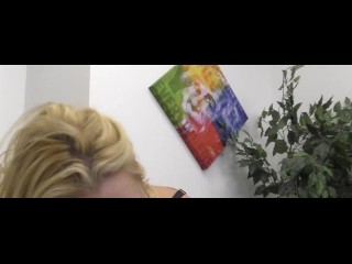 Dominant Blowjob in Office by Bizarre Blind MILF Sucker Lady for Confused Lenny.