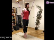 Preview 4 of Crotch rope and neck rope predicament. Girl tiptoes as thanks for 500 subscribers!