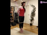 Preview 6 of Crotch rope and neck rope predicament. Girl tiptoes as thanks for 500 subscribers!