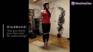Crotch rope and neck rope predicament. Girl tiptoes as thanks for 500 subscribers!